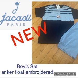 NEW Jacadi Boy Sailor Cotton shirt and shorts Size 8